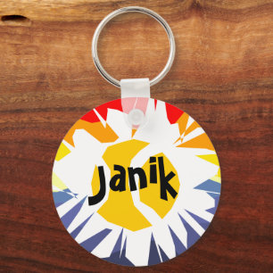 Colourful tennis ball keychain with custom name