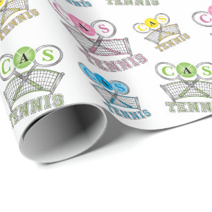 Colourful Tennis Game - Monogram Wrapping Paper