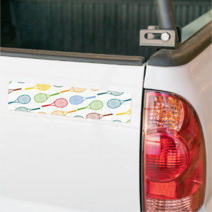 colourful tennis rackets pattern bumper sticker