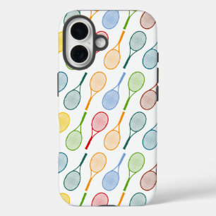 colourful tennis rackets pattern iPhone 16 case