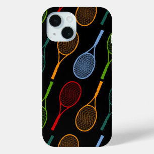 Colourful tennis rackets pattern iPhone 15 case