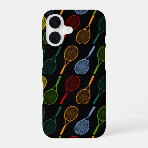 colourful tennis rackets pattern iPhone 16 case