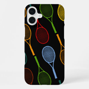 colourful tennis rackets pattern iPhone 16 plus case