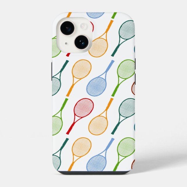 Colourful Tennis Rackets pattern iPhone Case (Back)