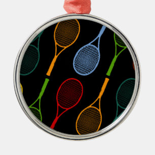 colourful tennis rackets pattern metal tree decoration