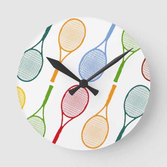 colourful tennis rackets pattern round clock (Front)
