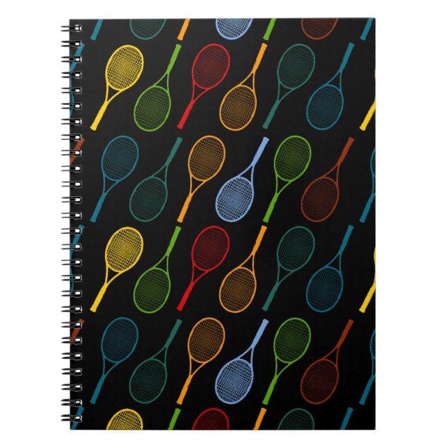 colourful tennis rackets pattern spiral notebook (Front)