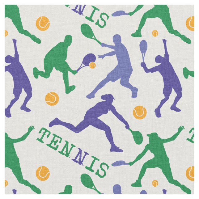 Colourful tennis silhouettes1 customisable fabric (Close Up)