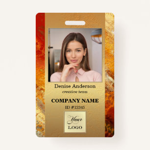 Colourful Terra Cotta Art Gold Photo ID Badge