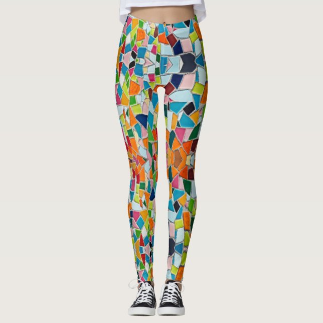 Colourful Terrazzo Mosaic Leggings (Front)