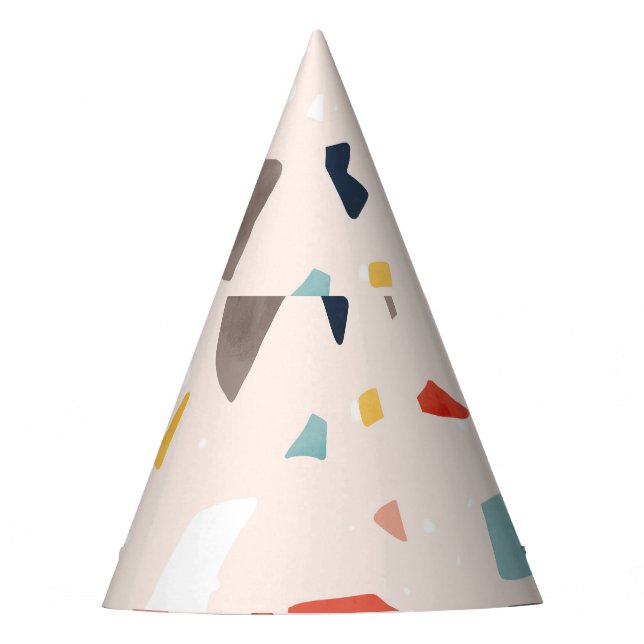 Colourful terrazzo: seamless rock fragments. party hat (Front)