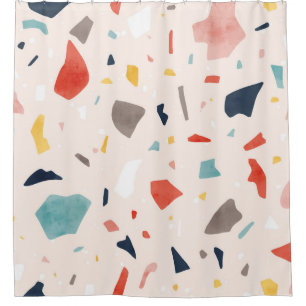 Colourful terrazzo: seamless rock fragments. shower curtain