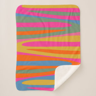 Colourful Terzo Stripes Bright Abstract Pattern Sherpa Blanket