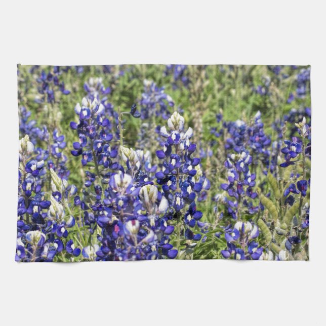 Colourful Texas Bluebonnets - Lupinus texensis Tea Towel (Horizontal)