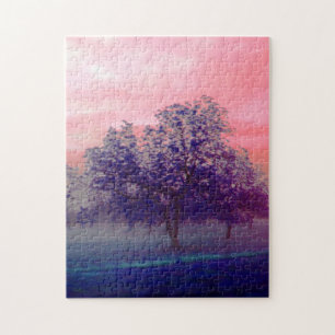 Colourful Texas Tree Landscape/Pink Sky Jigsaw Puzzle