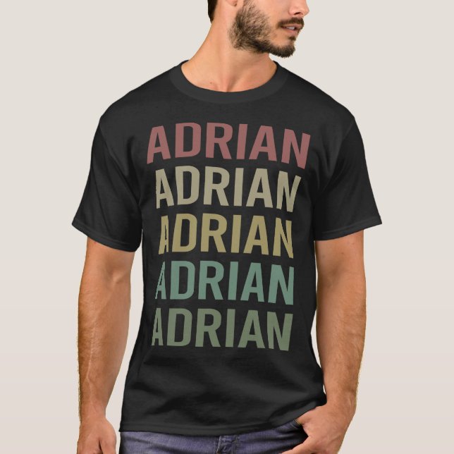 Colourful Text Art - Adrian Name T-Shirt (Front)
