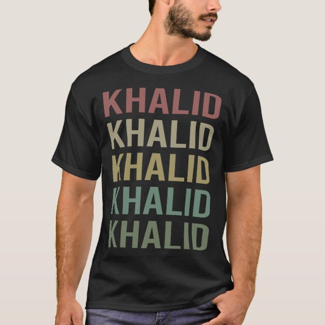 Colourful Text Art - Khalid Name T-Shirt (Front)