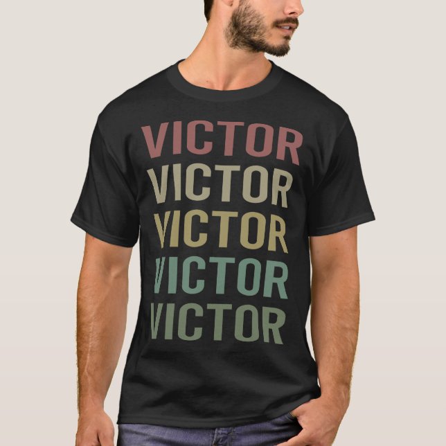 Colourful Text Art - Victor Name T-Shirt (Front)
