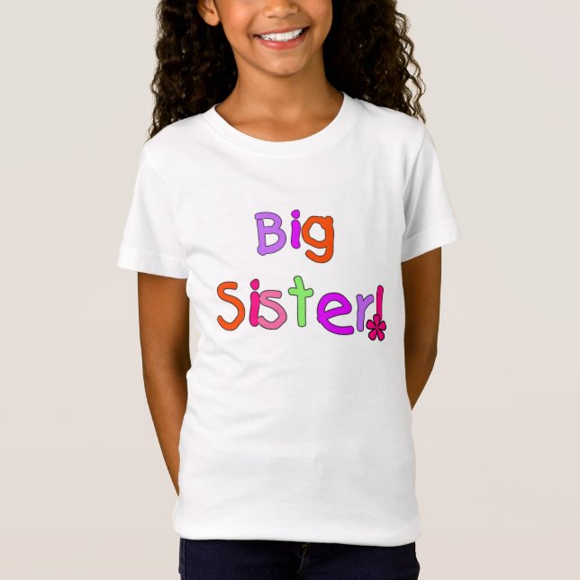Colourful Text Big Sister T-Shirt (Front)