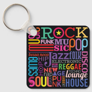 Colourful text design key ring