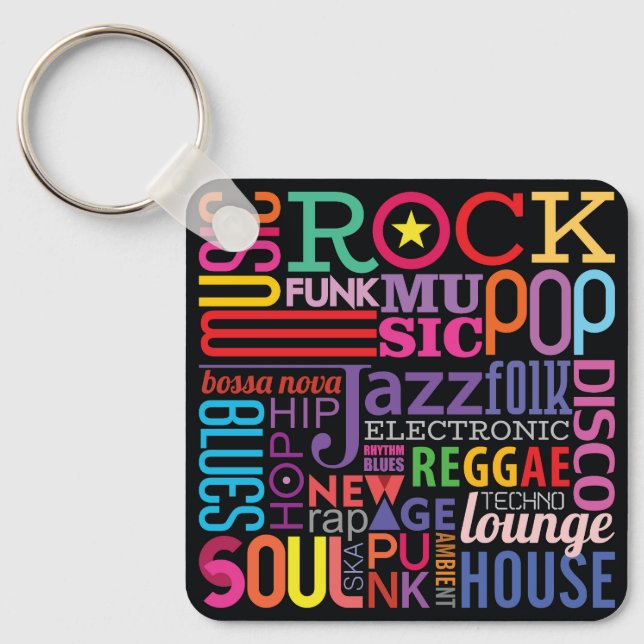 Colourful text design  key ring (Front)