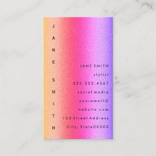 Colourful Text Design Vertical Business Card