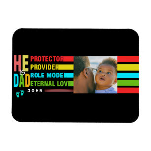 Colourful text He is DAD ,Dad Birthday Gift Magnet