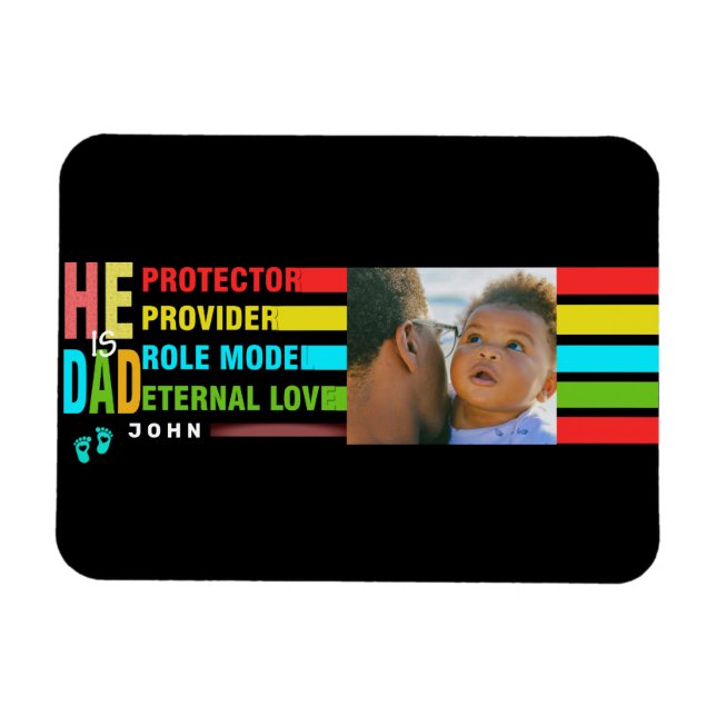 Colourful text He is DAD ,Dad Birthday Gift  Magnet (Horizontal)