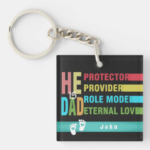Colourful text He is DAD ,Father's Day Gift Key Ring