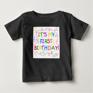 Colourful Text It's My First Birthday Baby T-Shirt