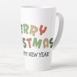 Colourful text merry Christmas happy new year Latte Mug