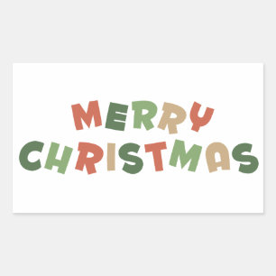 Colourful text merry Christmas letters Rectangular Sticker