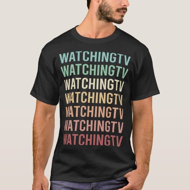 Colourful Text Watching TV T-Shirt (Front)