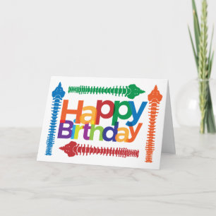 Colourful Text with Spines Chiropractic Birthday Card