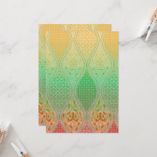 Colourful textile design featuring intricate flora invitation