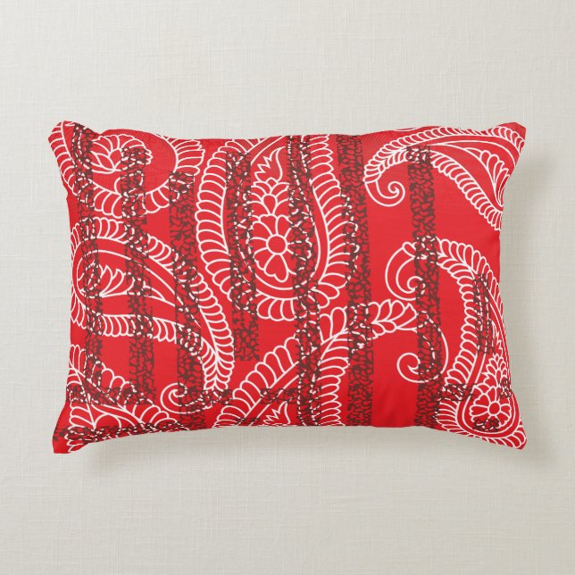 Colourful textile design featuring intricate paisl decorative cushion (Front)