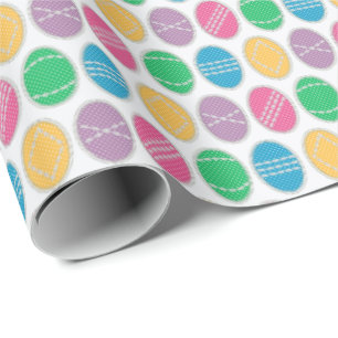 Colourful Textile Easter Eggs Pattern Wrapping Paper