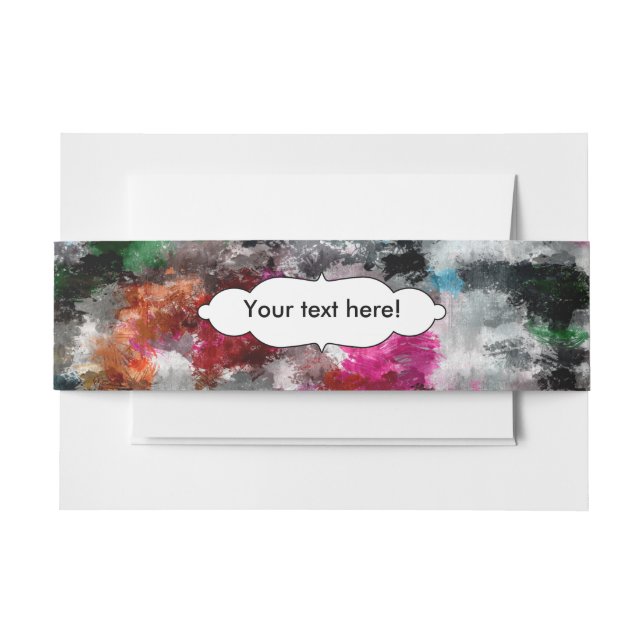 Colourful texture invitation belly band (Front Example)