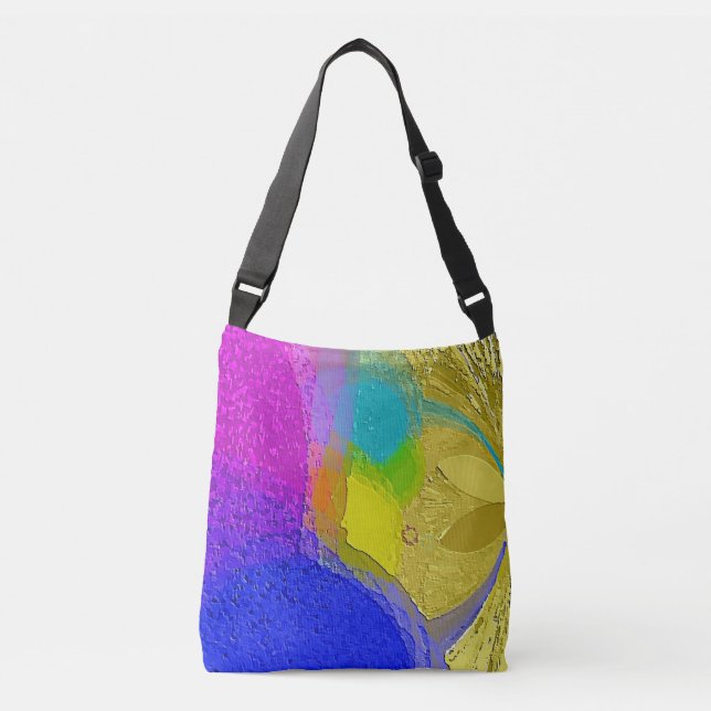 "Colourful Texture Mix" on a cross body tote bag (Front)