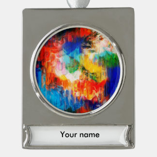 Colourful texture silver plated banner ornament