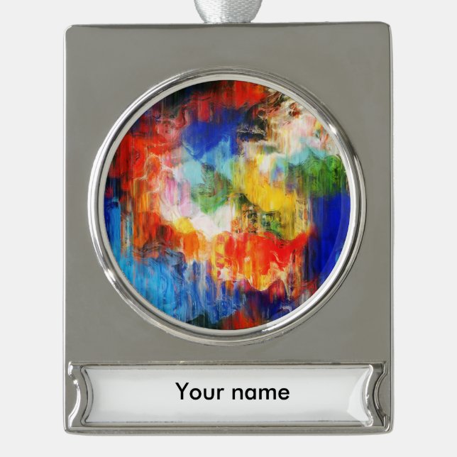 Colourful texture silver plated banner ornament (Front)