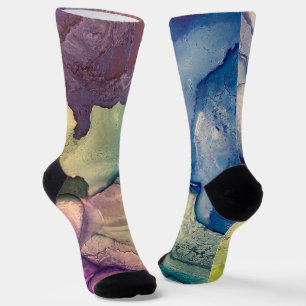Colourful Textured Alcohol Ink Liquid Abstract Art Socks