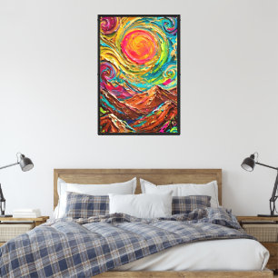 Colourful Textured Mountain Landscape Canvas Print