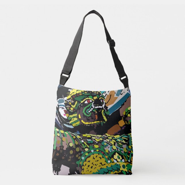 colourful thai culture giant on chao phraya river crossbody bag (Front)