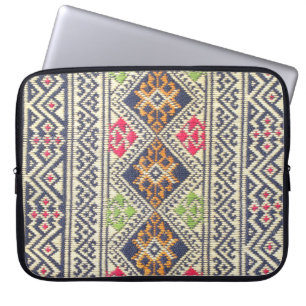 Colourful Thailand style rug surface close up vint Laptop Sleeve