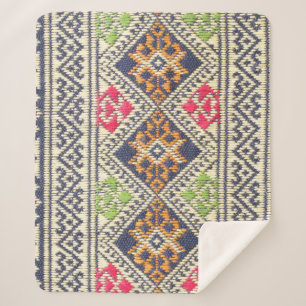 Colourful Thailand style rug surface close up vint Sherpa Blanket
