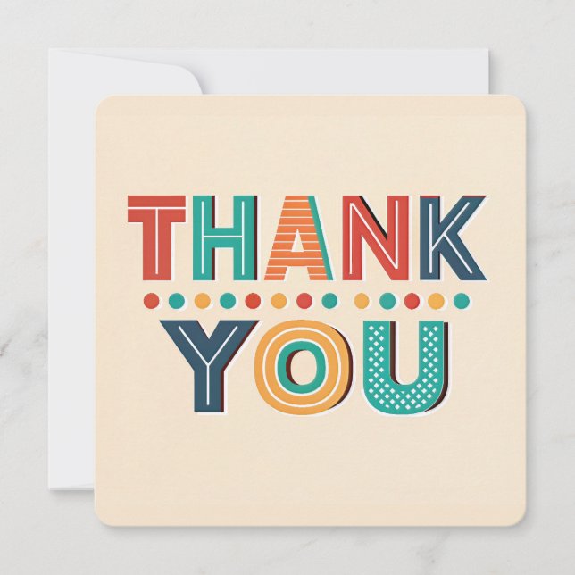 Colourful Thank You Card | Retro Geometric Design (Front)