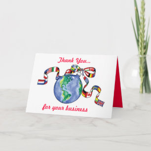 Colourful Thank You Christmas Flags Business Card