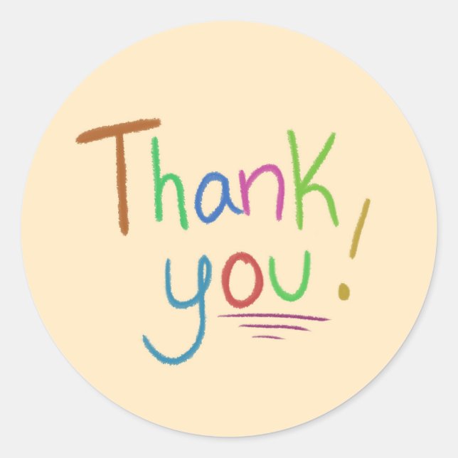 Colourful Thank You Classic Round Sticker (Front)