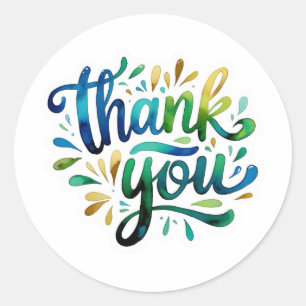 Colourful Thank You Classic Round Sticker